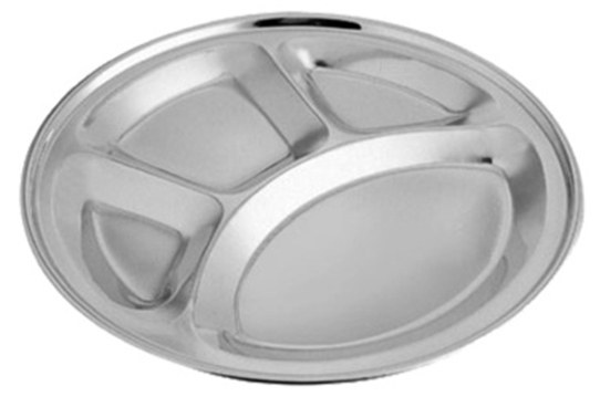 [7386] 4 Compartment Tray - Round Heavy S/Steel (30cm)