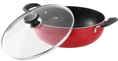 [9112] N/Stick Kadahi Deep G/Lid Induction (22cm)