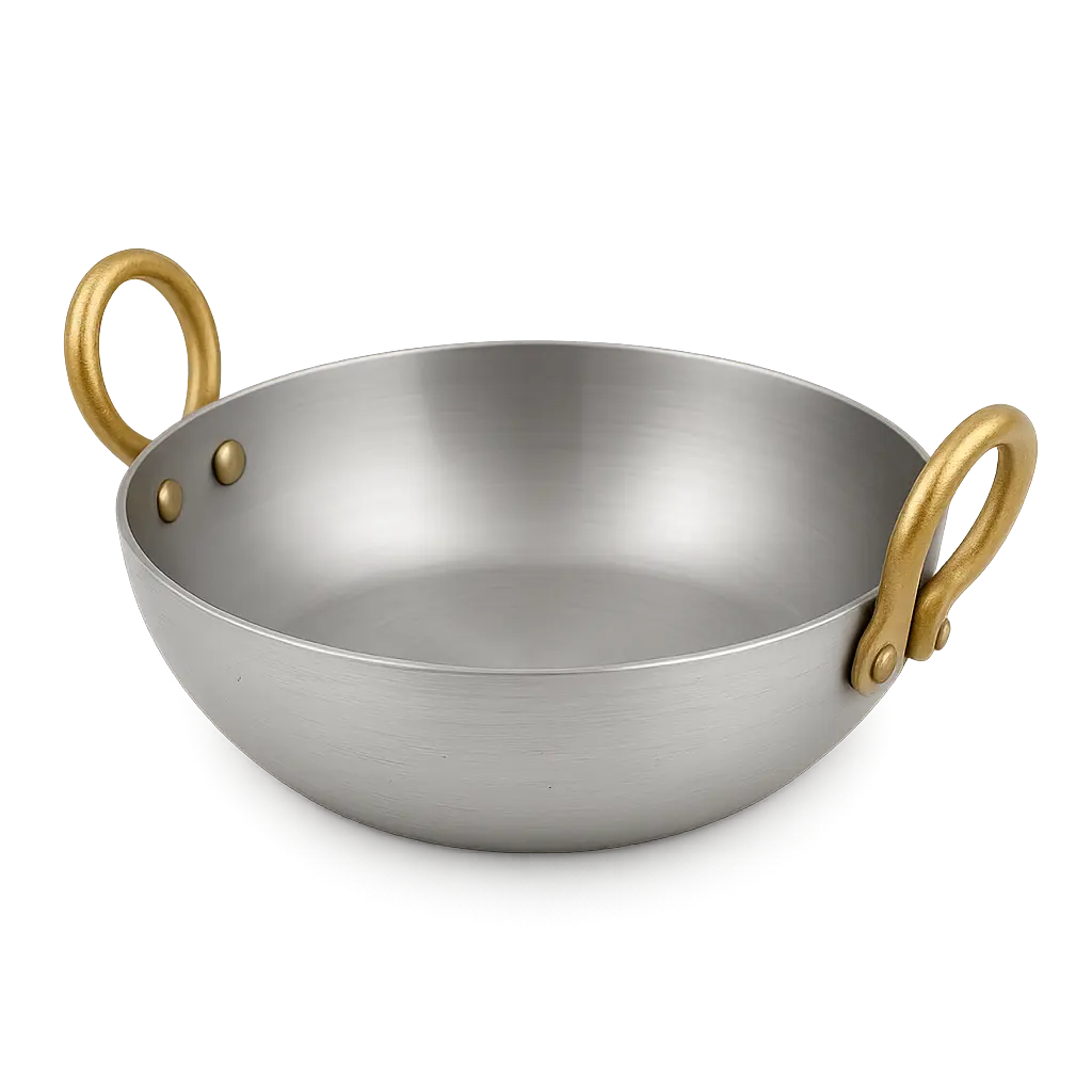 [9535] Round White Iron Kadahi (20cm)