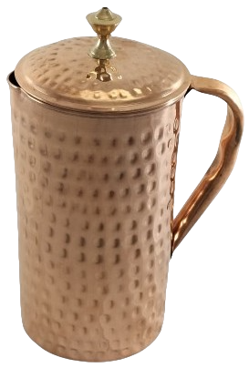 Copper Jug Hammered 1.5 L W/Brass Knob