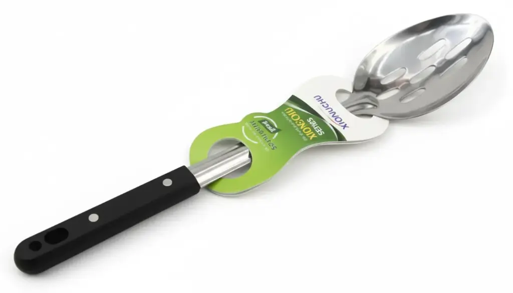 [3047] Slotted Spoon with Black Handle 39cm