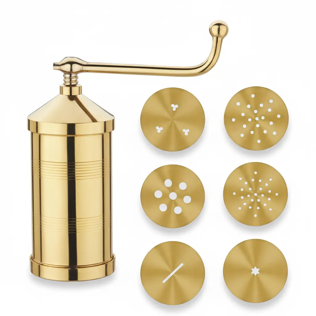 [7435] Brass Multi Grinder with 6 Plates (Muruku Machine)