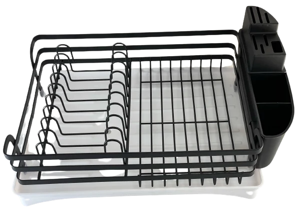 [7639] Black Dish Rack With Tray