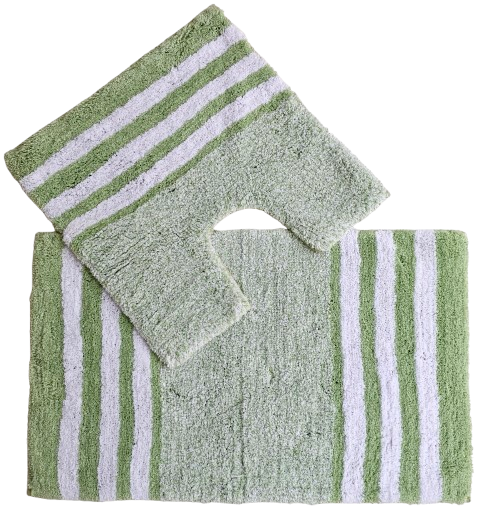 Spa Collection 2Pc Bath Mats Stripe Design 100% Cotton
