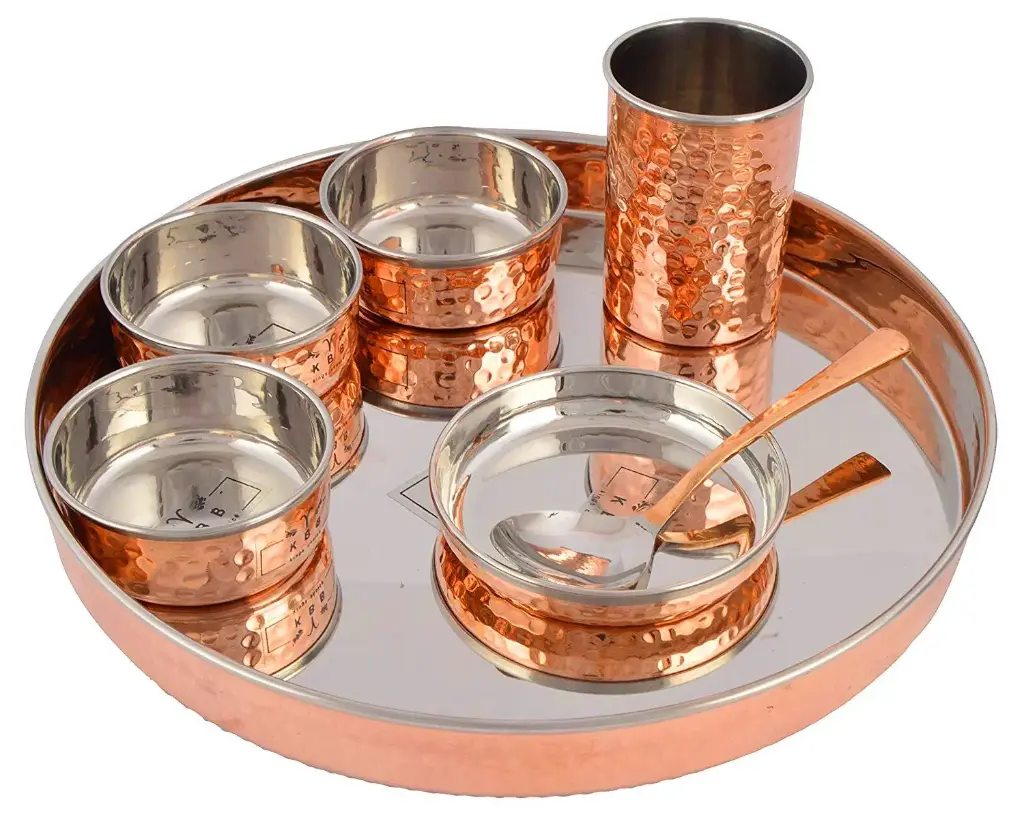 7pc Copper Steel Thali Set