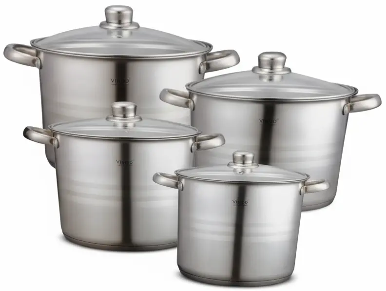 [7481-4] Vinod 4pc Stock Pot Set 22,24,26,28cm IND w Glass Lid