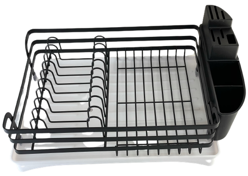 [7639] Black Dish Rack With Tray