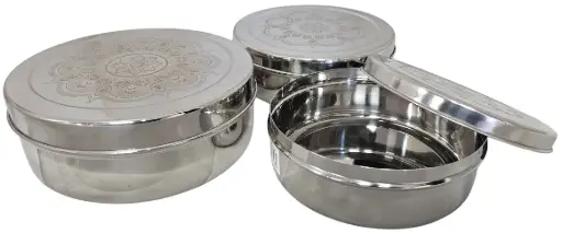 [7246-3] S/S Round Containers 3pc Set 18,20,22cm