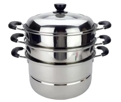[7041] S/Steel Steamer 3 Tier 36cm