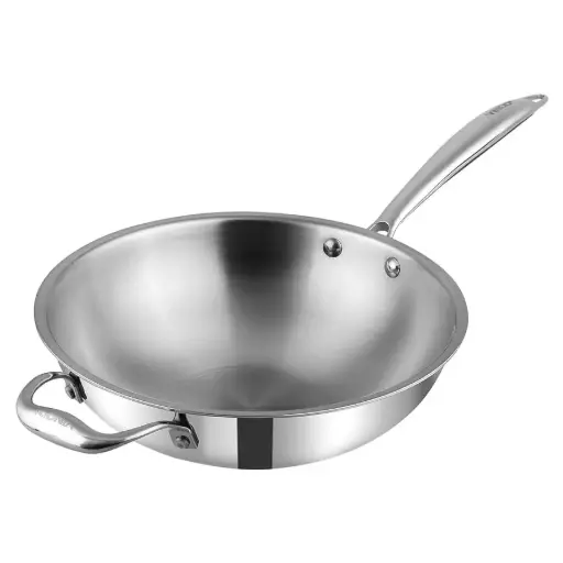 VINOD SS Smart Triply Wok w/ss Lid & Handle